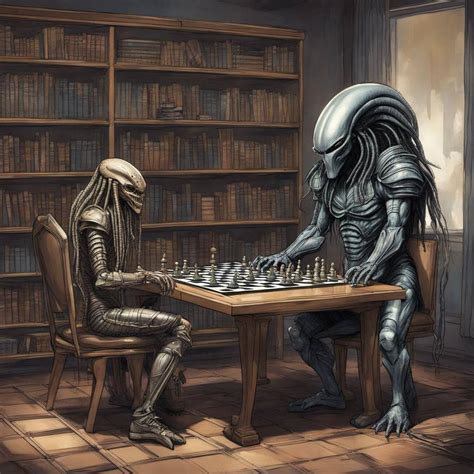 Image result for Alien and Predator Playing Chess