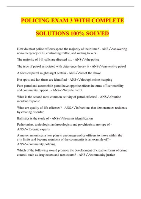 POLICING EXAM 3 WITH COMPLETE SOLUTIONS 100% SOLVED - Police Entrance ...