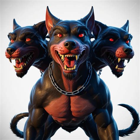 Cerberus the three headed dog ai art on white background | Premium AI ...
