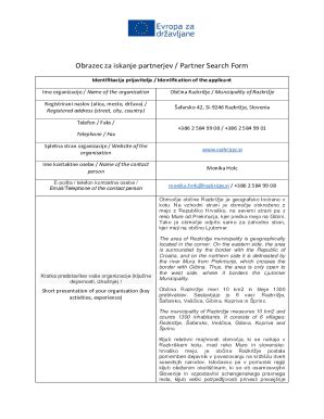 Fillable Online Obrazec za iskanje partnerjev / Partner Search Form Fax ...