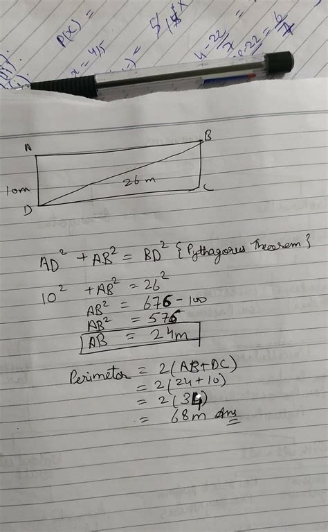 Find the perimeter of a rectangle whose one side measures 10 m and the ...