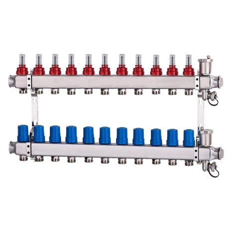 HVAC System Water Floor Heating Manifold with Flow Meter with Fixed ...