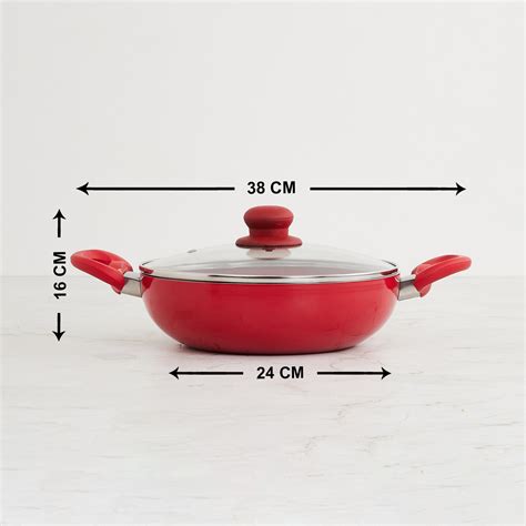 Buy Color Connect- Red Aluminium Induction Kadhai with Lid - 3.5 L from ...