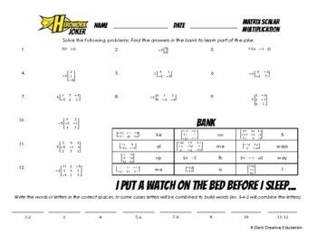 Scalar Multiplication of Matrix Worksheet Simple 的图像结果