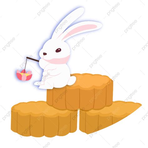 Jade Rabbit Sitting On Moon Cake, Jade Hare, Moon Rabbit, Mid Autumn Festival PNG Transparent ...