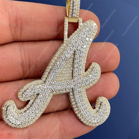 Buy 14K Solid Gold Finish Initial a Letter Charm Pendant, Round Cut ...