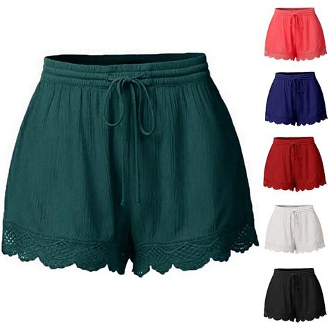 CFLVAEK Plus Size Womens Shorts Casual Trendy Flowy Cotton Linen Shorts ...