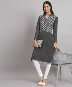 Krew Women Self Design Straight Kurta - Buy Krew Women Self Design ...