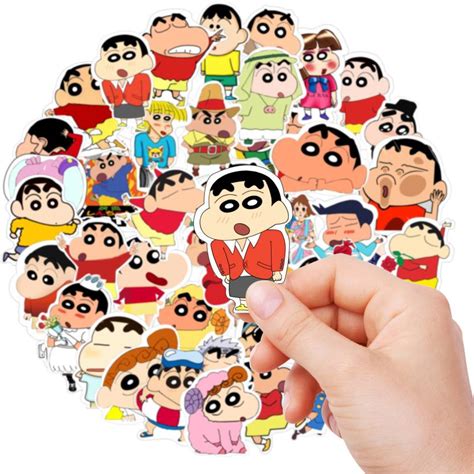 Rousrie 4.318 cm Cute Shinchan Laptop Stickers (50) Self Adhesive ...