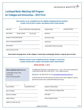 Lockheed Martin Matching Gift - Fill and Sign Printable Template Online