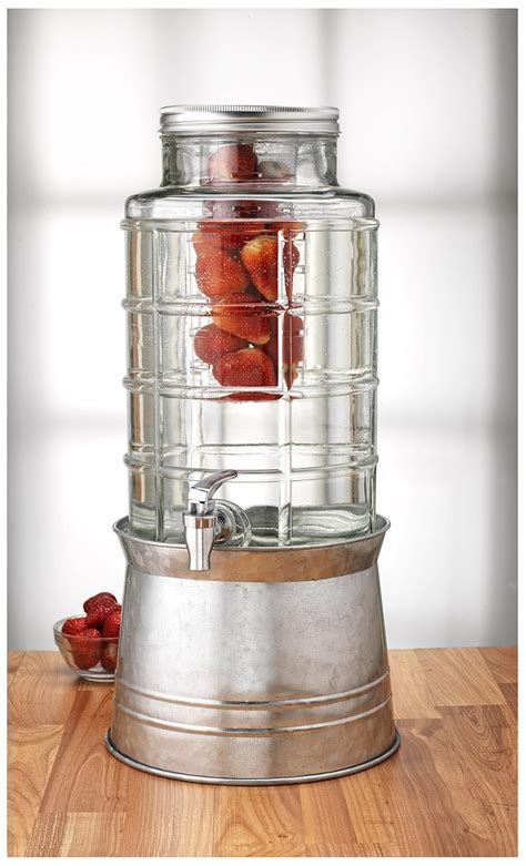 Circleware Big Window Glass Beverage Drink Dispenser with Ice Insert, 2 ...