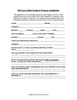 Fillable Online elkgrovepd Elk Grove Police Explorer Program Fax Email ...