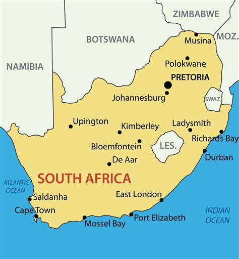Map Of South Africa Provinces And Towns