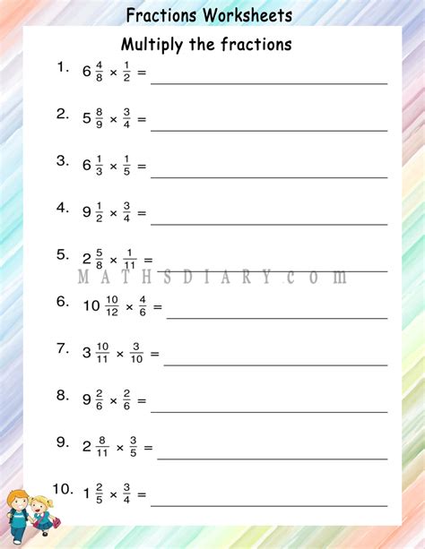 Image result for Math Worksheets Multiplying Fractions