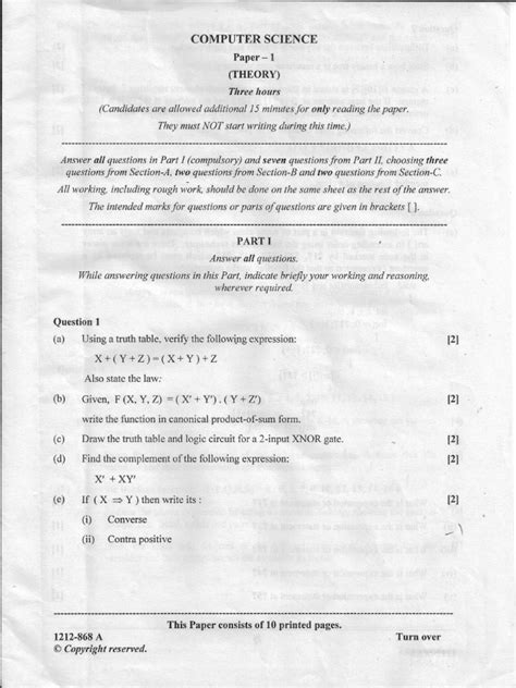 Computer Science Question Paper 的图像结果