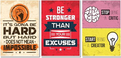 Motivational Posters For Office And Study Room - Set of 3 - 13x19 in ...