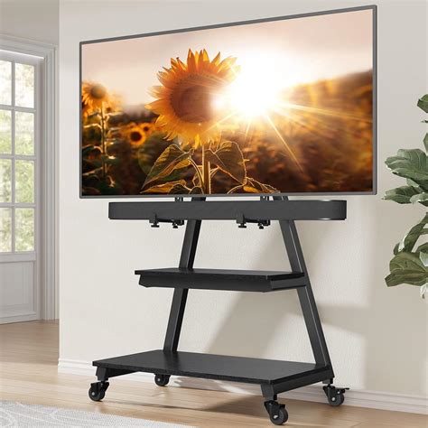 Amazon.com: Perlegear Mobile TV Stand with Soundbar Mount, Rolling ...