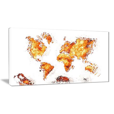 Digital art PT2708-4-40-20 Honey Brown - Map Canvas Art Print 40x20 ...