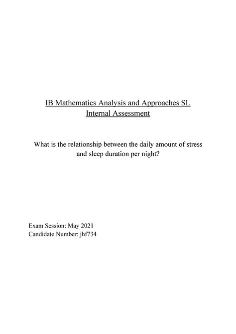 Math Internal Assesment IB - IB Mathematics Analysis and Approaches SL ...