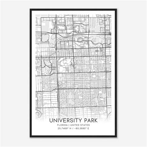 University Park Florida Map Poster, Modern Home Decor Wall Art Print ...