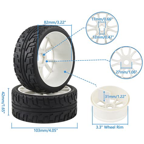 Snapklik.com : Rowiz RC Tires & Wheels Set (4PCS)- 1/8 Scale 17mm Hex Off-Road Buggy Tires For 1 ...