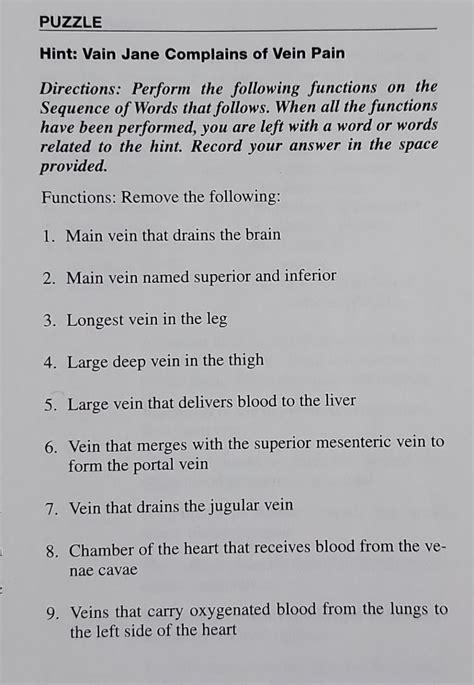 Solved PUZZLEHint: Vain Jane Complains of Vein | Chegg.com
