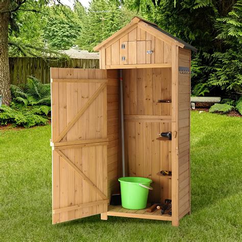 Buy B BAIJIAWEI Outdoor Storage Cabinet - Wooden Garden Utility Tool ...