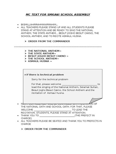 Image result for MC Example in School Program