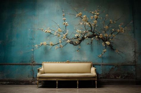 A wallpaper with a gold and turquoise design ar 32 c 25 | Premium AI ...