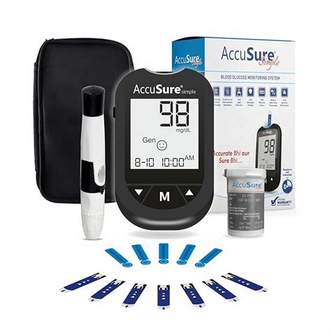 AccuSure Instant Digital Simple Glucometer Kit |with 25 Strips,10 ...