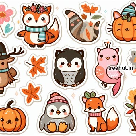 Cute Printable Fall Animals Stickers and 95 Craft Ideas with Fall ...