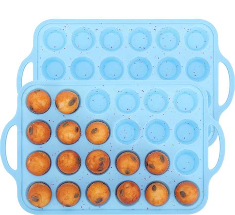 Amazon.com: Vnray Mini Silicone Muffin Pan with Metal Frame, Non Stick ...