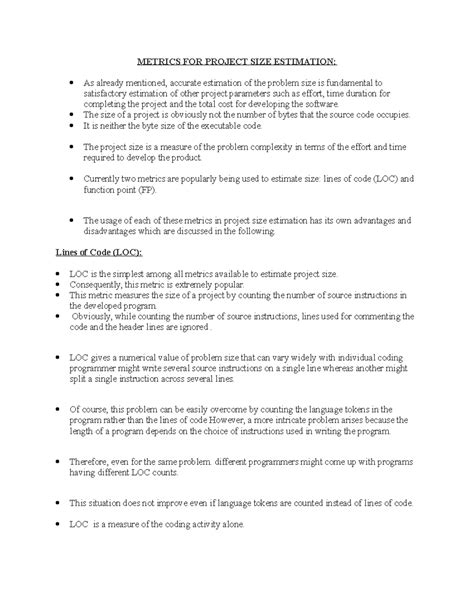 Metrics FOR Project SIZE Estimation - METRICS FOR PROJECT SIZE ...