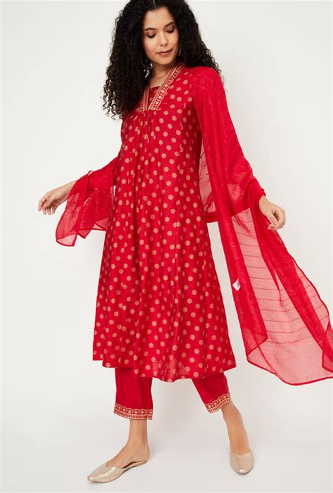 Women Embroidered A-line Kurta Set