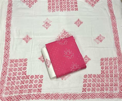 Hand Work Cotton Suit Set with Cotton Dupatta - TSPSMBDA149 – The ...