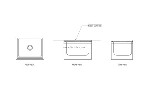 Floor Mop Sink - Free CAD Drawings