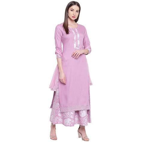 Buy Khushal K Women's Rayon Solid Kurta With Palazzo and Dupatta Set ...