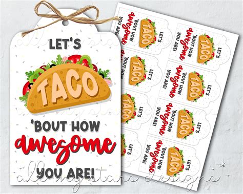 PRINTABLE Let's TACO 'bout How Awesome You Are! Tag | Instant Download ...