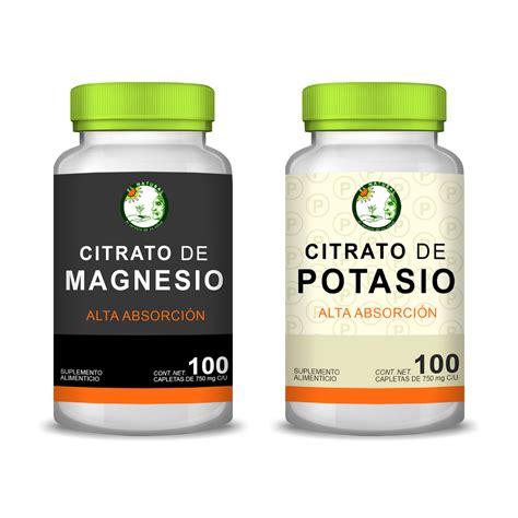 Citrato de Magnesio 100 Tabletas + Citrato de Potasio 100 Tabletas El ...
