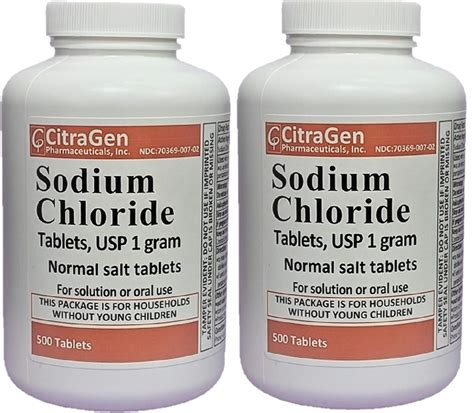 Buy Sodium Chloride s 1 gm, USP Normal Salt s - 1000 s (2 Pack of 500 s ...