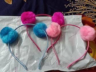 HAIKO Korean Style Pom Pom Fur Plastic Hairband -Pack of 6 : Amazon.in ...