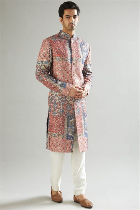 Maroon Printed & Embroidered Kurta