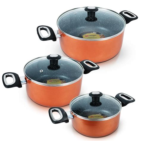 Buy Impex Cook and Serve Casserole Set 6 Pcs Nonstick Granite Cookware ...