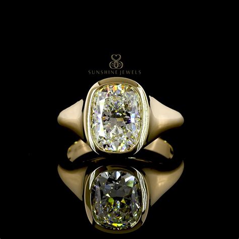 Buy Cushion Cut 3.00 Ct Lab Grown Diamond Engagement Ring: 14k Yellow ...