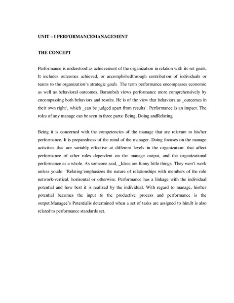Performance Management - UNIT – I PERFORMANCEMANAGEMENT THE CONCEPT ...