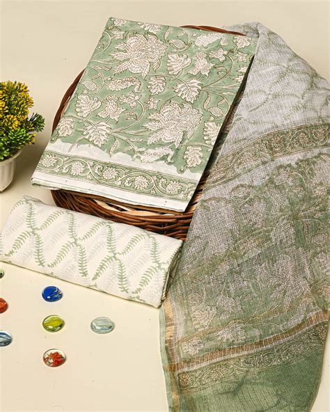 Shop Sanganeri Hand Block Printed Cotton Suit | Bagrustore