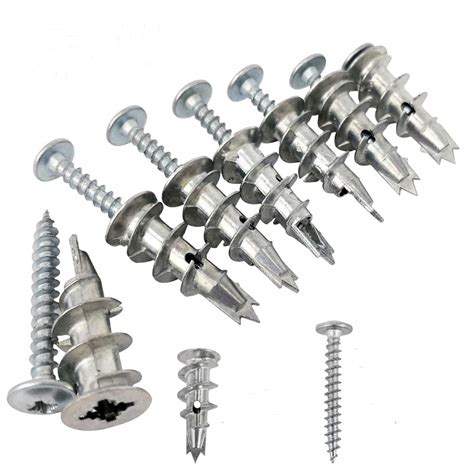 Ansoon Zinc Self-Drilling Drywall Anchors with Screws Kit, 50 Pieces ...