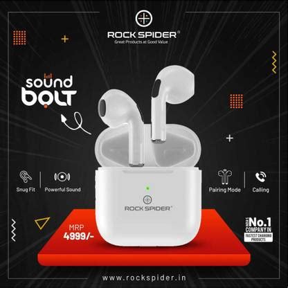 Rock Spider Sound Bolt Buds ROC-716 with 2-3 Hours Playtime, Supported ...