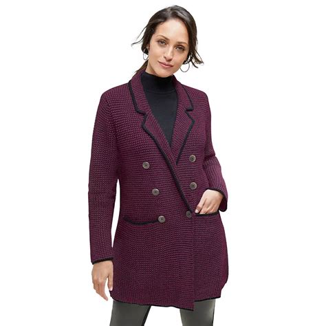 Jessica London Women's Plus Size Double-Breasted Sweater Blazer