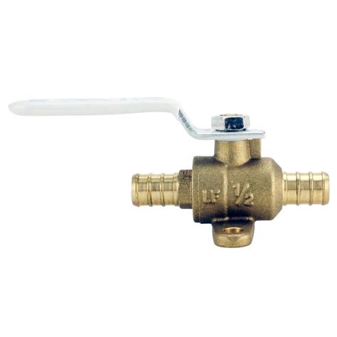 Buy 1/2 in. Brass PEX-B Barb Ball Valve with Drain and Mounting Pad ...